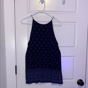 Navy Blue Patterned Women's Top